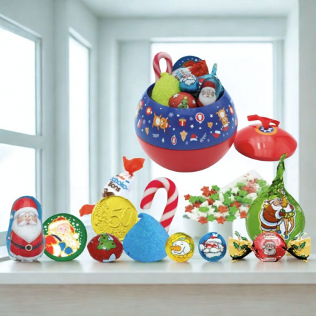 Boule métal Noël garni de 12 confiseries