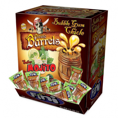 Bubble gum Barils de Pirate Mojito - boîte de 200