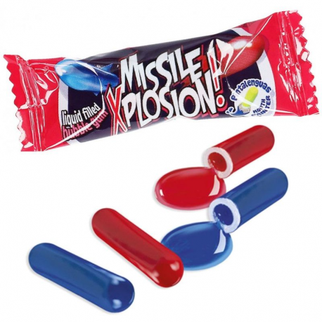 Bubble gum Missiles Xplosion (colorent la langue) - boîte de 200