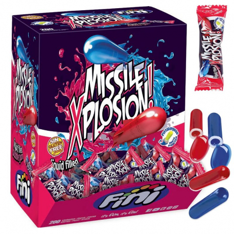 Bubble gum Missiles Xplosion (colorent la langue) - boîte de 200