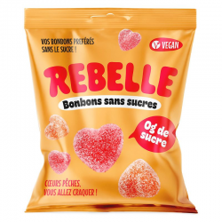 Coeurs de pêches SANS SUCRES 50g - carton de 12 sachets