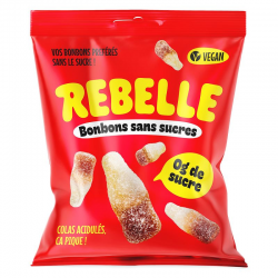 Bouteilles cola acidulées SANS SUCRES 50g - carton de 12 sachets