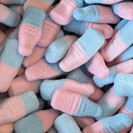 Bouteilles roses et bleues SANS SUCRES 50g - carton de 12 sachets
