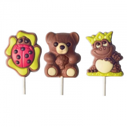 Sucettes Animaux de Noël chocolat 15g - lot de 36