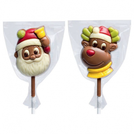 ~Sucettes duo Père Noël & Rennes chocolat 20g - lot de 36