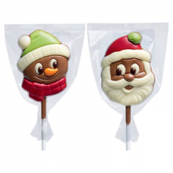 PRECOMMANDE Sucettes duo Bonhomme de neige & Santa chocolat 20g - lot de 36