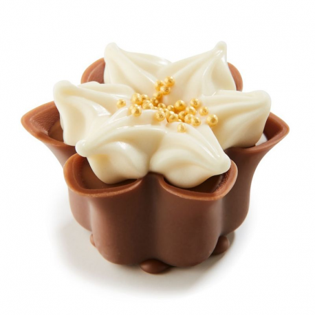 PRECOMMANDE Chocolats Christmas Roses blanc praliné noisettes - boîte vrac de 1.15Kg