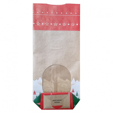Sachet Sapin de Noël kraft fenètre fond carton 120x260 par 100
