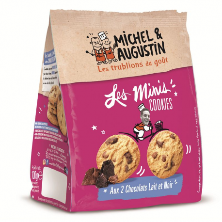 Mini cookies 2 chocolats 100g Michel et Augustin en carton de 9