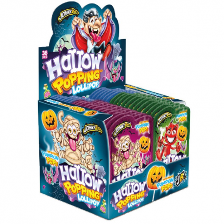 Hallow Popping Lollipop Johny Bee - boîte de 36