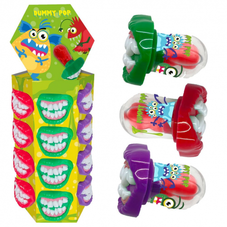 Sucettes Dummy Pop Horreur Fraise - présentoir de 24