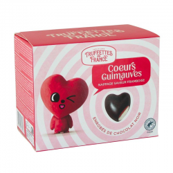 Coeurs guimauve noir fourrés framboise - ballotin de 200g