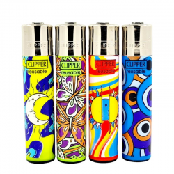 Briquets Clipper décors assortis Hippie 2 - le lot de 48