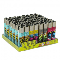 Briquets Clipper décors assortis Living Skulls 1 - le lot de 48