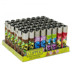 Briquets Clipper décors assortis Living Skulls 2 - le lot de 48