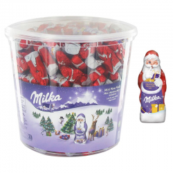 Mini Pères Noël en chocolat Milka - tubo de 1.540kg