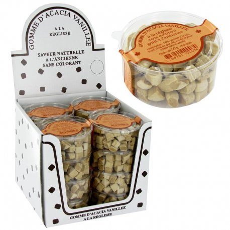Gomme d'acacia vanillée à la réglisse - 16 boîtes