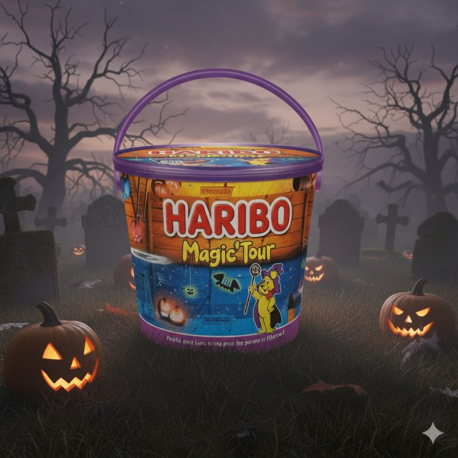 Seau Magic Tour HARIBO garni de sachets de confiserie - 690g