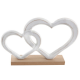 Double coeurs enlacés sur socle en bois - pièce