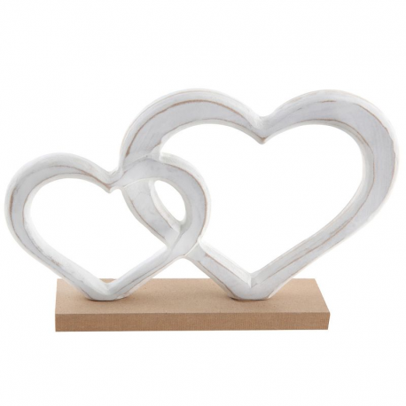 Double coeurs enlacés sur socle en bois - pièce