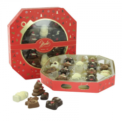Figurines de Noël décorées en chocolat praliné - boîte boule de Noël de 195g