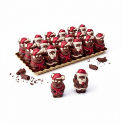 Moulages Pères Noël et Elans en chocolat décoré 55g - plateau de 36