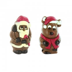 Moulages Pères Noël et Elans en chocolat décoré 55g - plateau de 36