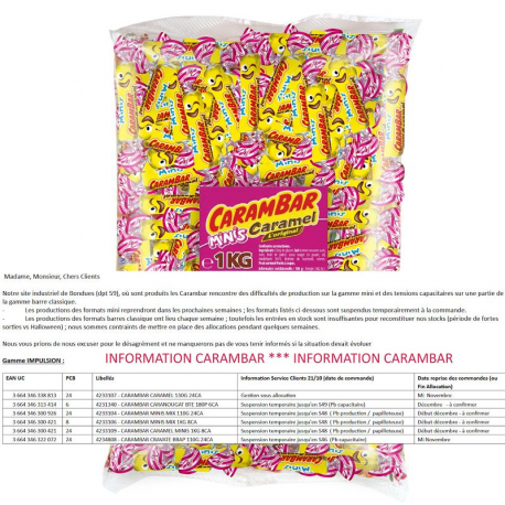 Carambar Mini au caramel 1Kg (environ 260 pièces)