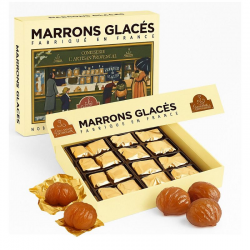 Coffret de 16 Marrons glacés pliès sous alu or - 270g