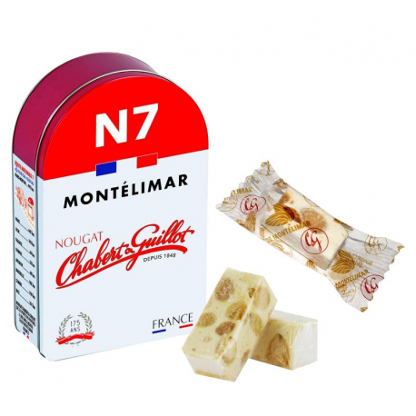 Borne métal N7 garnie de nougats tendres de Montélimar - 250g