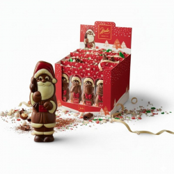 Figurines de Noël assorties chocolat au lait décoré 100g - présentoir de 20