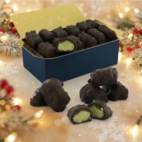 Malakoffs chocolat noir et pâte d'amandes à la pistache - ballotin 250g