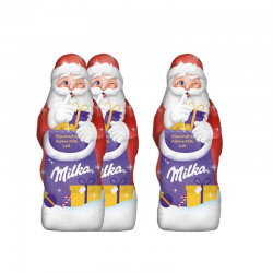 Mini Pères Noël en chocolat Milka - tubo de 1.540kg