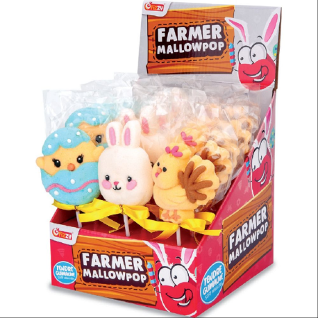 Sucettes Farmer Mallow Pop en Display de 18