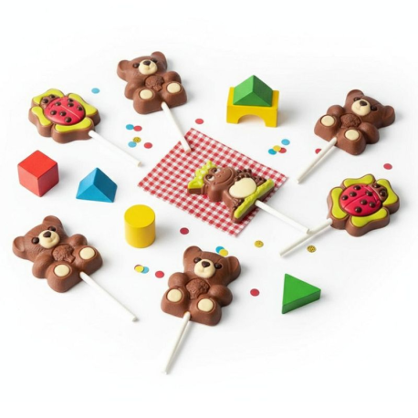 ~Sucettes Animaux en chocolat décoré 15g - boîte présentoir de 36