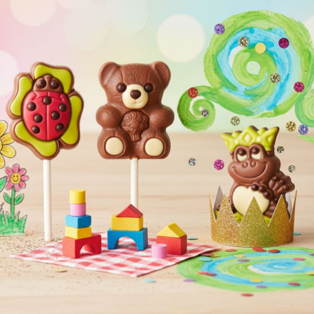 ~Sucettes Animaux en chocolat décoré 15g - boîte présentoir de 36