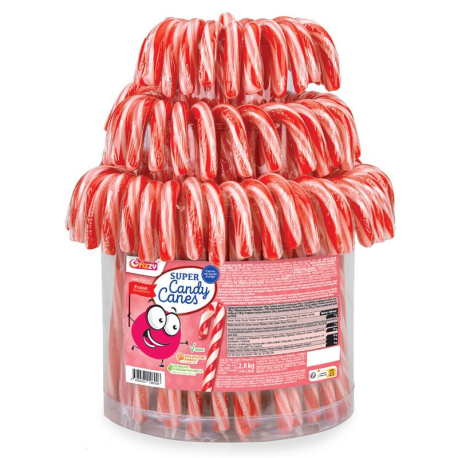 Super candy cane rouges et blanches 14g Fizzy - tubo de 100
