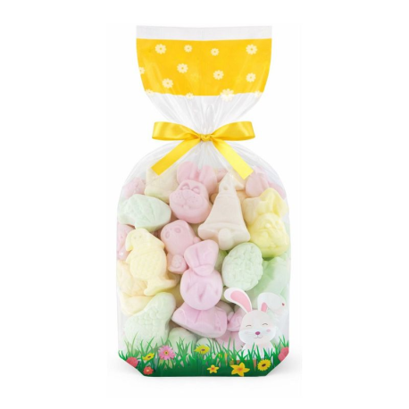 Sachets Lapin de Pâques fond carton 100x220mm - boîte de 100