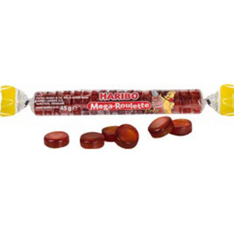 Méga roulettes cola HARIBO 45g - boîte de 40