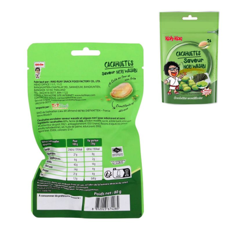 Cacahuètes saveur Nori Wasabi - sachet de 80g
