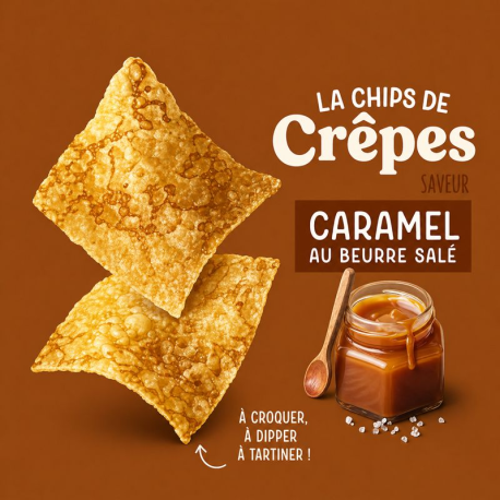 Chips de Crêpes Caramel au Beurre salé 100g Brets - carton de 12