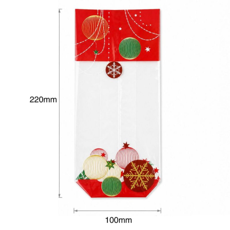 Sachets Christmas fond carton 100x220mm - boîte de 100