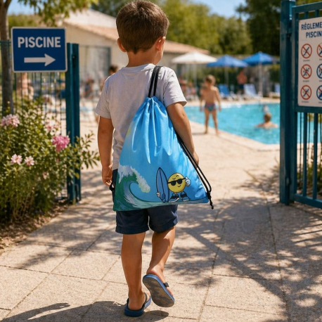 Sac piscine décor vague et émoticone - pièce