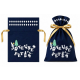 Pochon intissé bleu avec ruban satin or 15x25cm - pièce