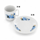 Tasses à café et sousoupes décor Fleur Bleue - set de 6