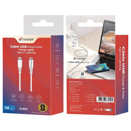 Câble USB-C vers Type-C en PVC Blanc 1m