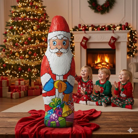 Pères Noël en chocolat au lait s/alu 60g 17cm - le lot de 54
