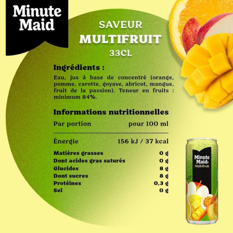 Minute Maid Multifruits 33cl - 24 canettes