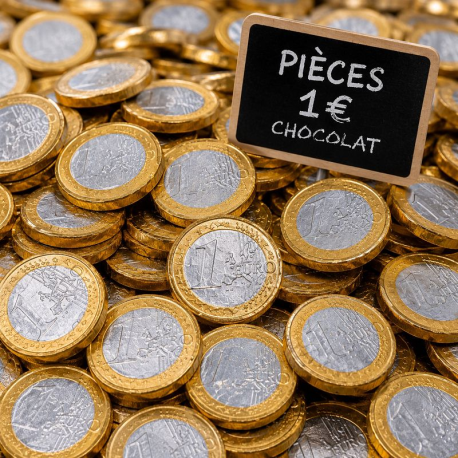Piéces €uro or s/alu chocolat au lait 4,3g - carton de 5kg