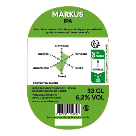 Markus IPA vp 33cl - carton de 12 bouteilles